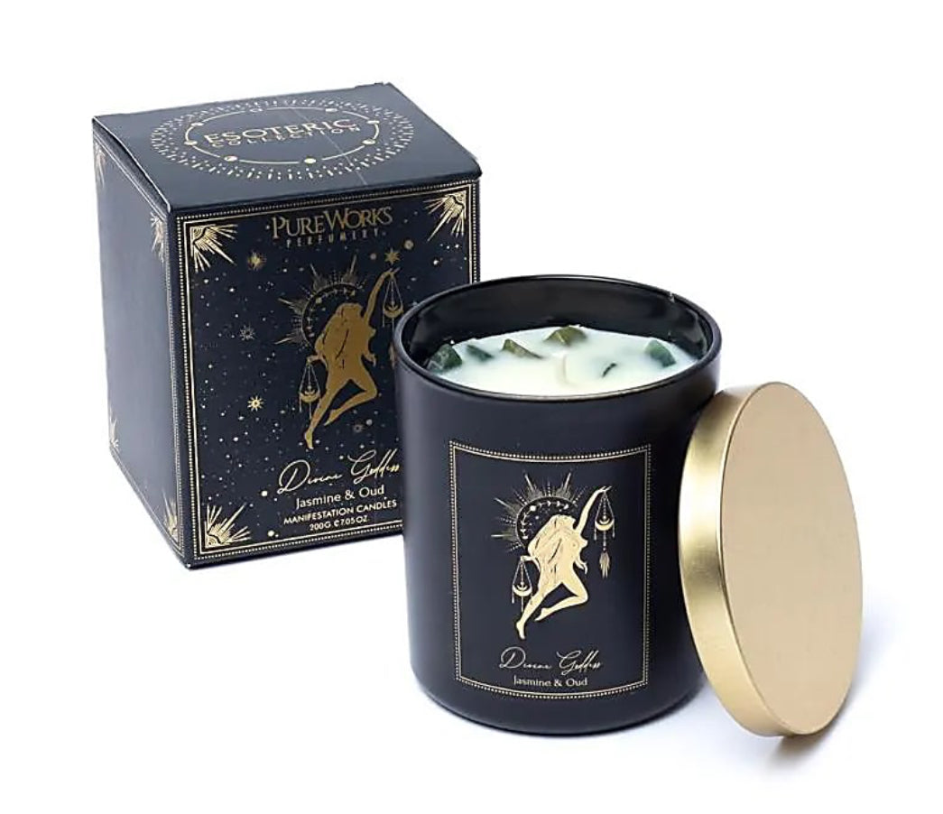 Bougie d’intention avec pierre d’aventurine